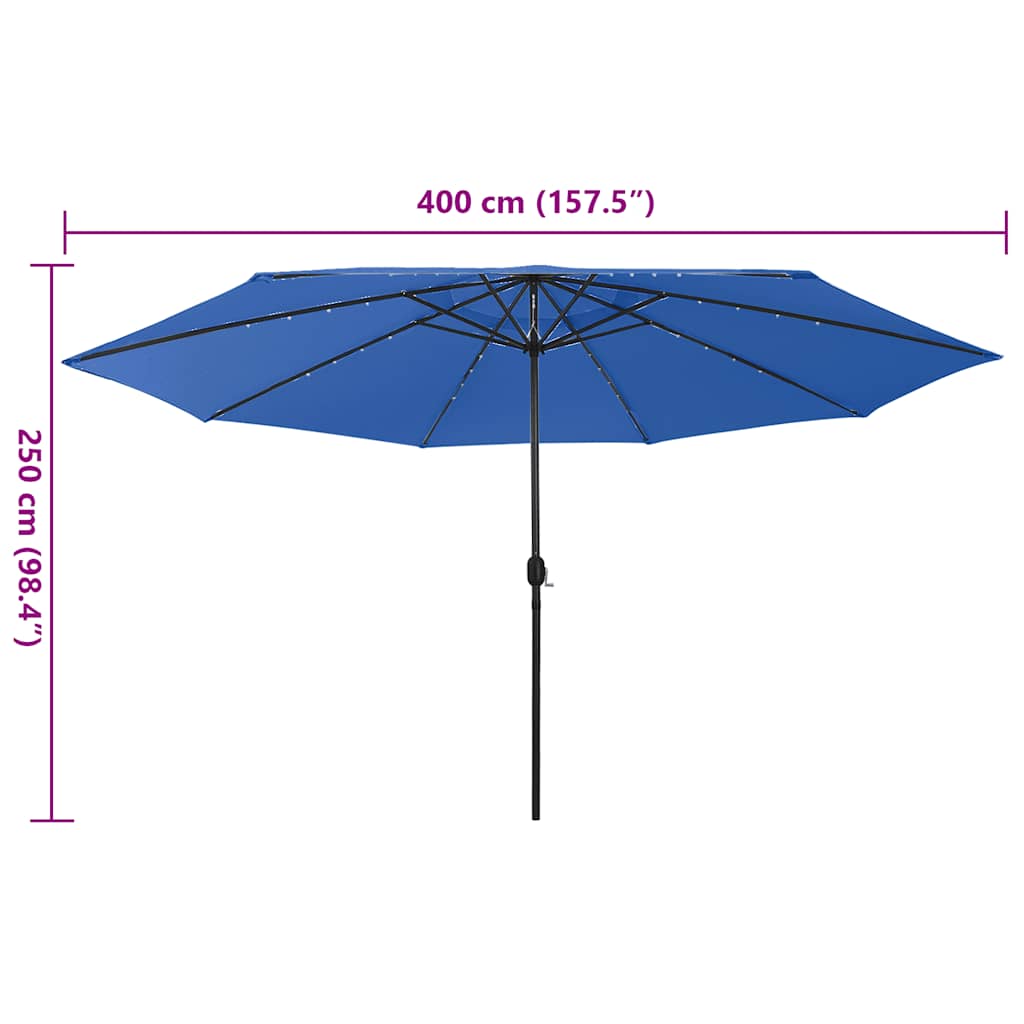 Ombrellone da Giardino con Luci LED 400 cm Azzurro