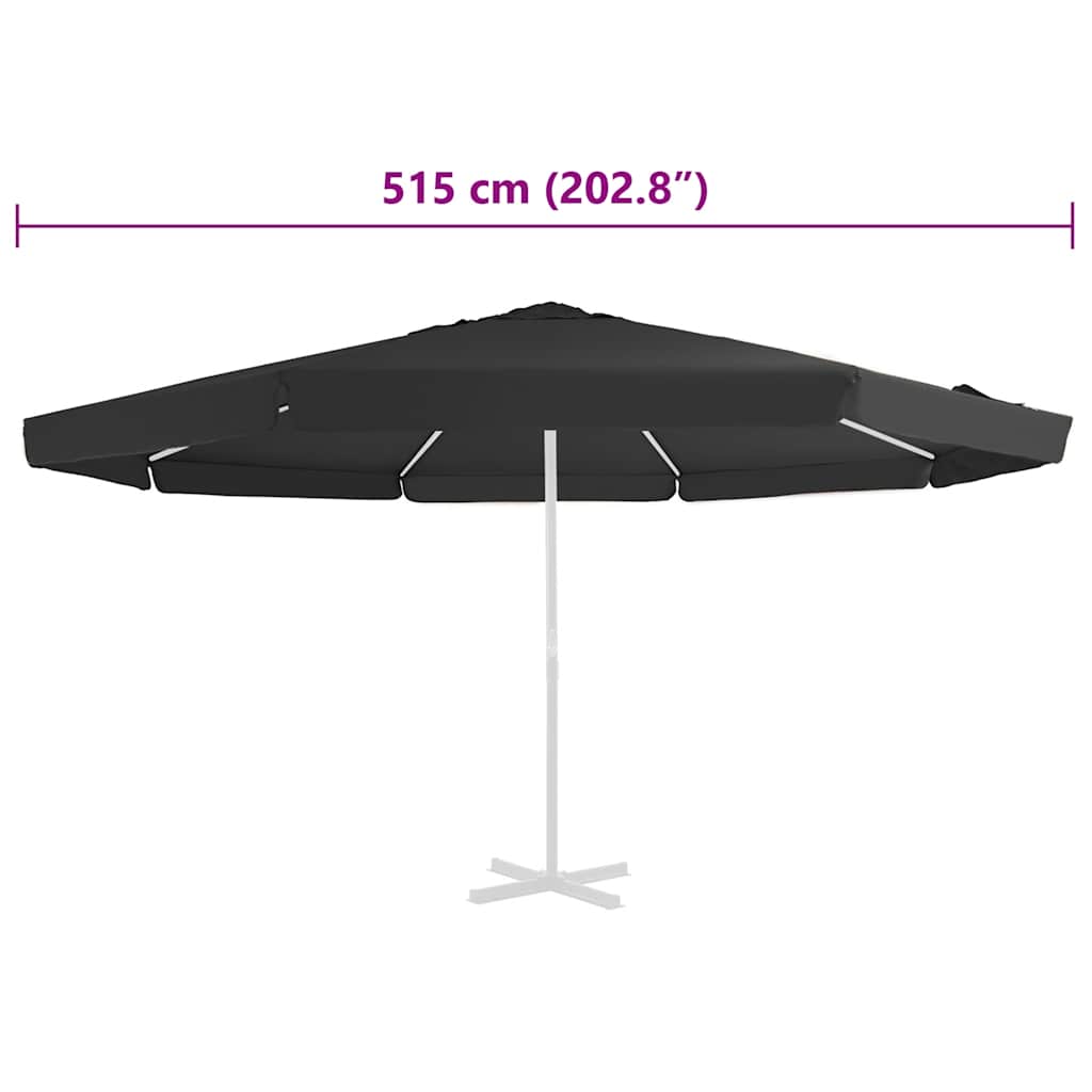 Telo di Ricambio per Tenda da Sole Nero 515 cm