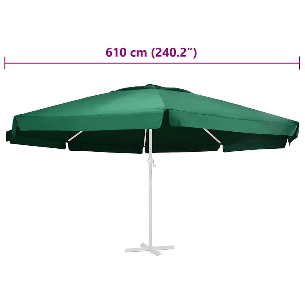 Telo di Ricambio per Ombrellone Verde 610 cm