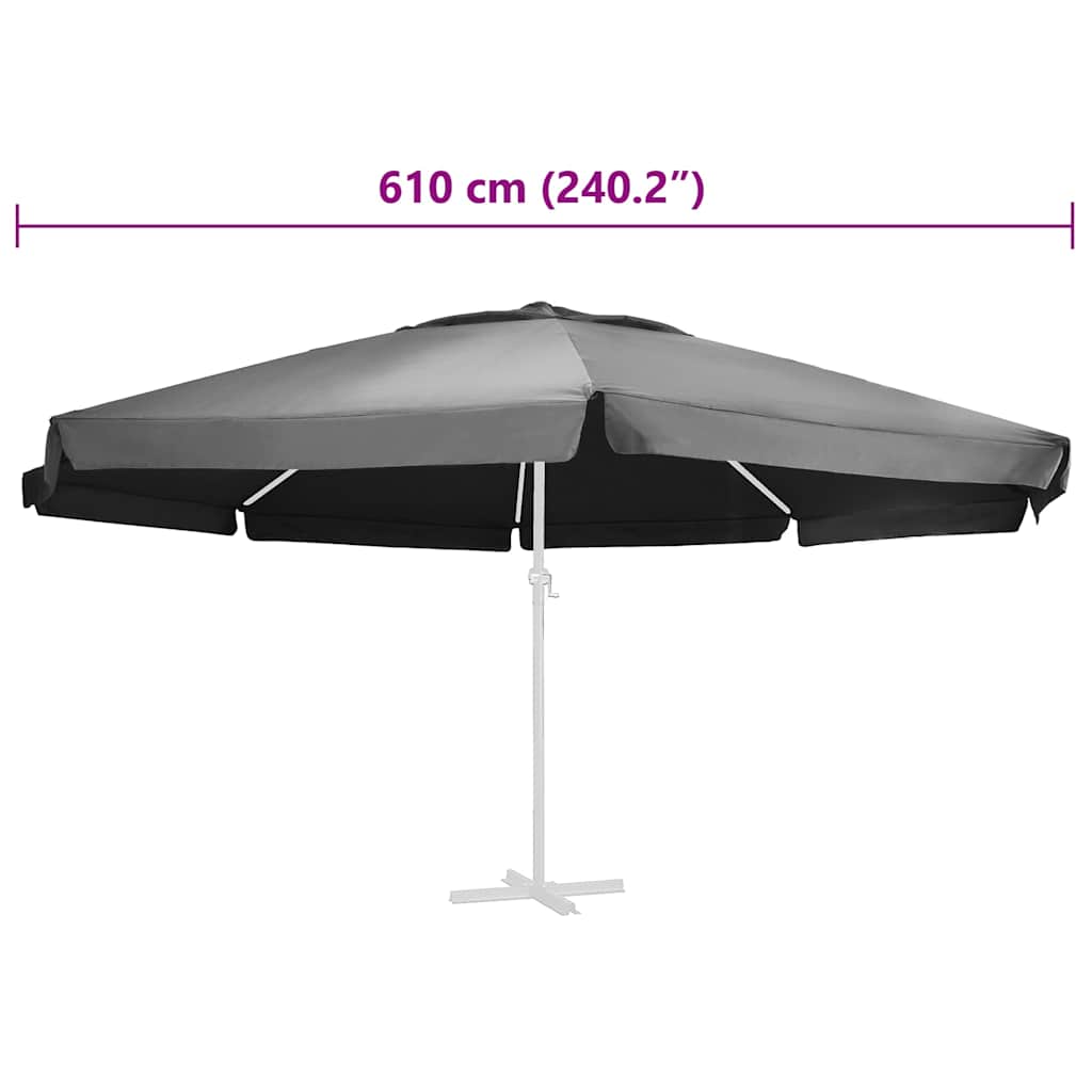 Telo di Ricambio per Ombrellone Antracite 610 cm