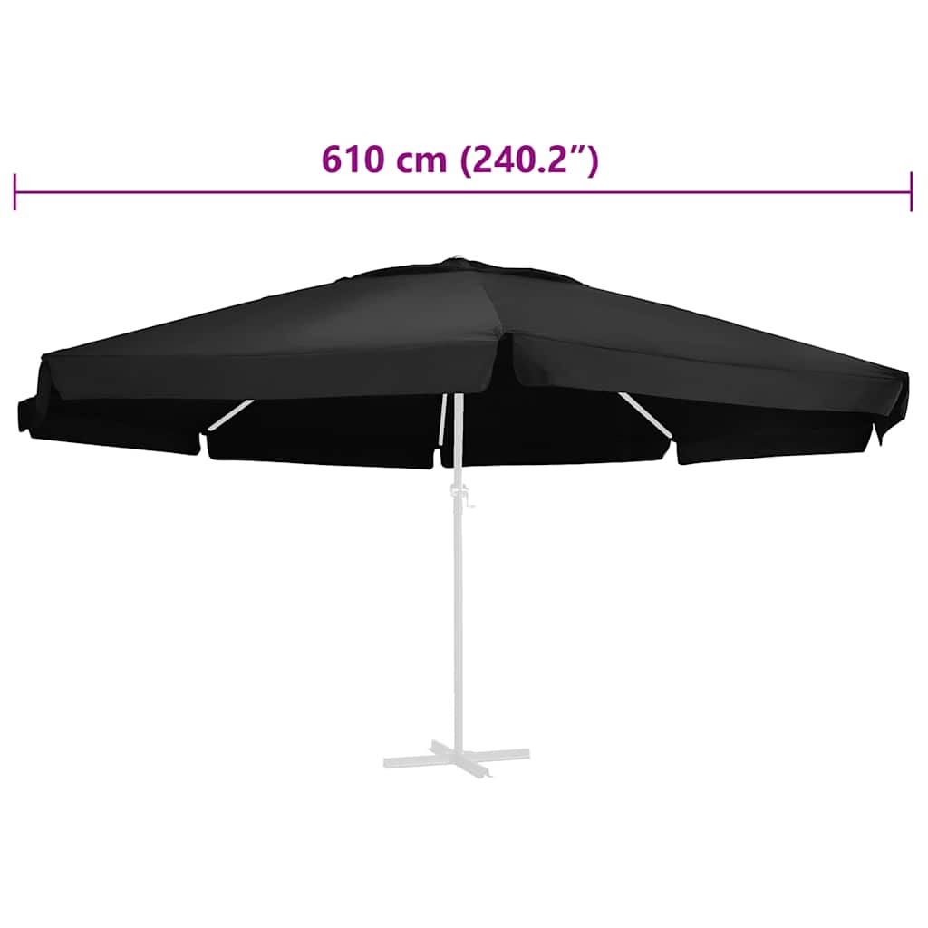 Telo di Ricambio per Ombrellone Nero 610 cm