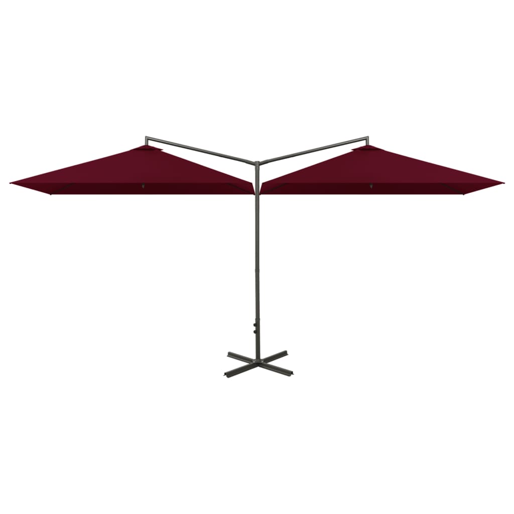 Ombrellone Doppio con Palo in Acciaio Rosso Bordeaux 600x300 cm