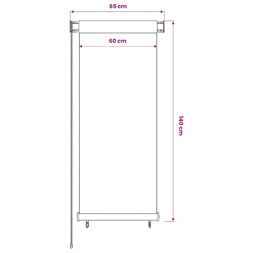 Tenda a Rullo per Esterni color crema 65(L)x140(A) cm HDPE