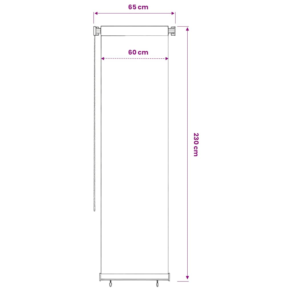Tenda a Rullo per Esterni color crema 65(L)x230(A) cm HDPE