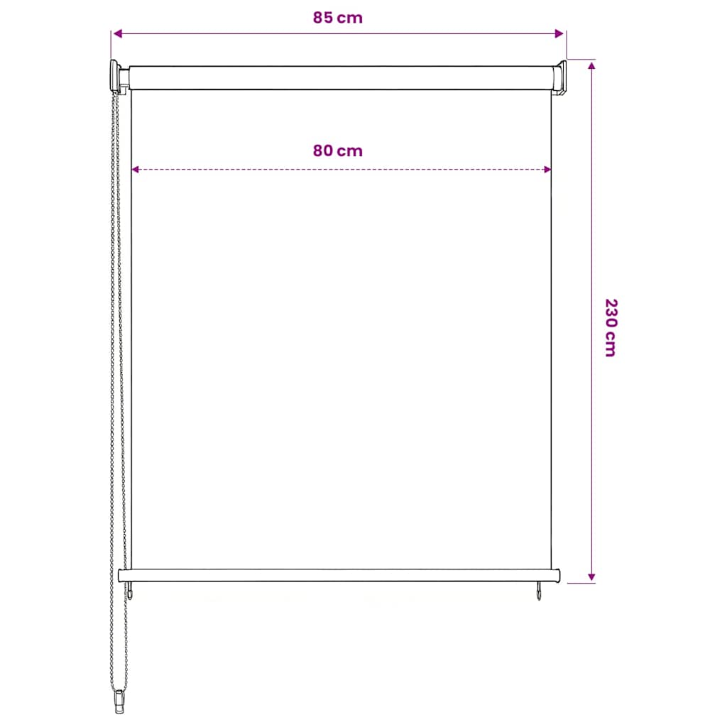 Tenda a Rullo per Esterni color crema 85(L)x230(A) cm HDPE