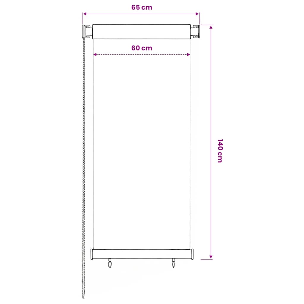 Tenda a Rullo per Esterni 65(L)x140(A) cm Nera