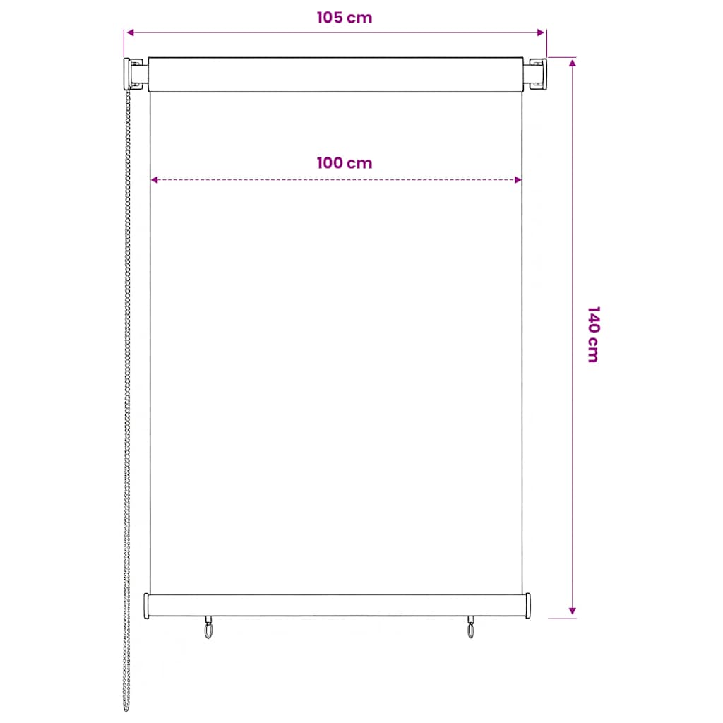Tenda a Rullo per Esterni 105(L)x140(A) cm nera