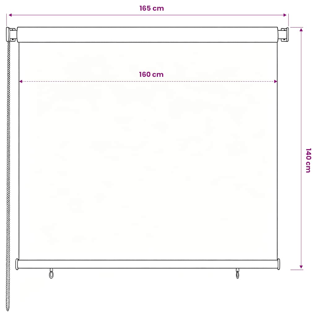 Tenda a Rullo per Esterni 165(L)x140(A) cm nera