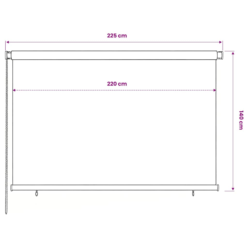 Tenda a Rullo per Esterni 225(L)x140(A) cm nera