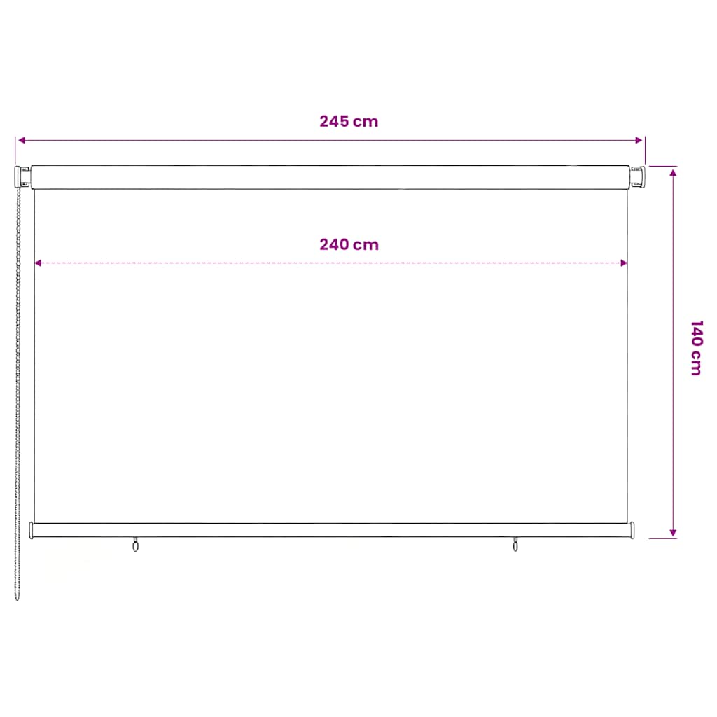 Tenda a Rullo per Esterni 245(L)x140(A) cm nera