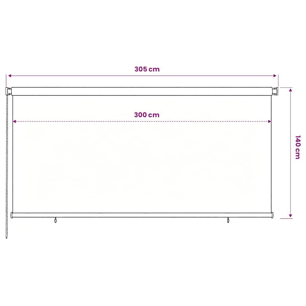 Tenda a Rullo per Esterni 305(L)x140(A) cm nera