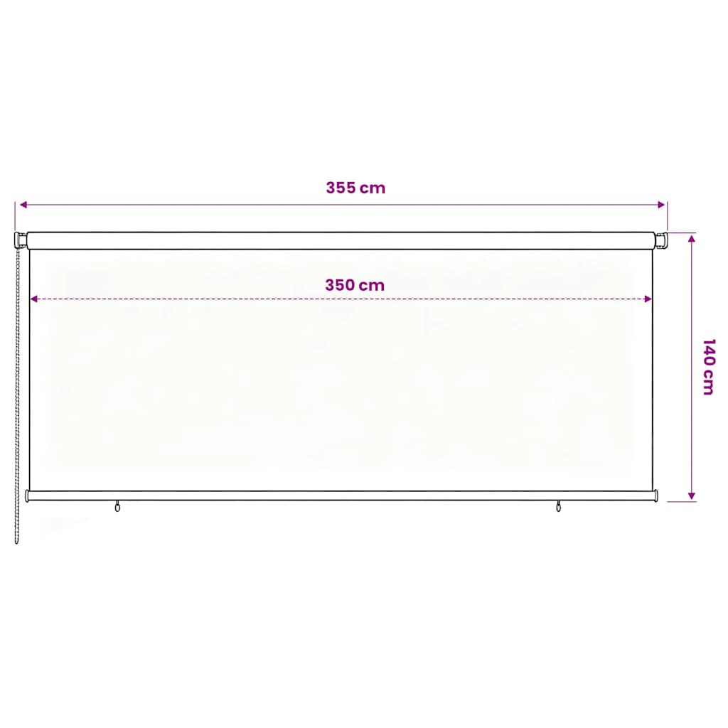 Tenda a Rullo per Esterni 355(L)x140(A) cm nera
