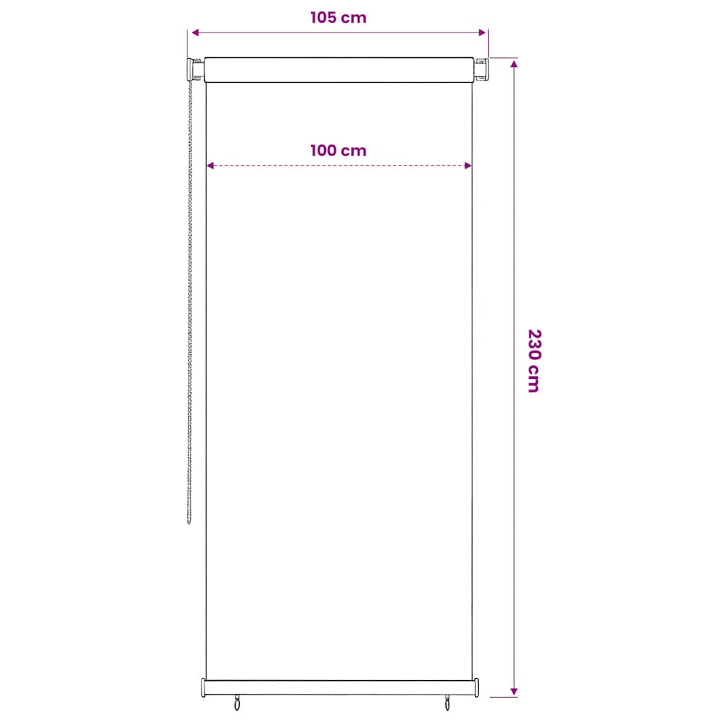 Tenda a Rullo per Esterni 105(L)x230(A) cm nera