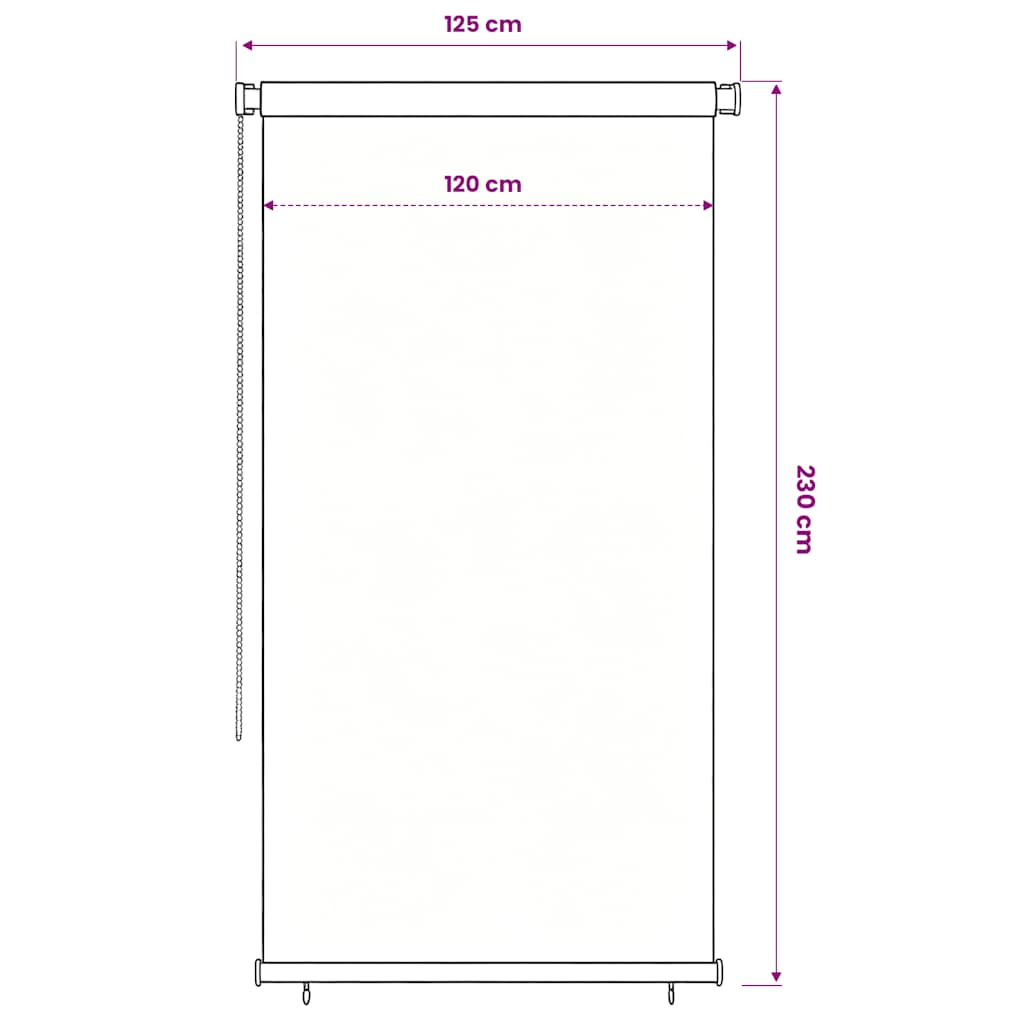 Tenda a Rullo per Esterni 125(L)x230(A) cm nera