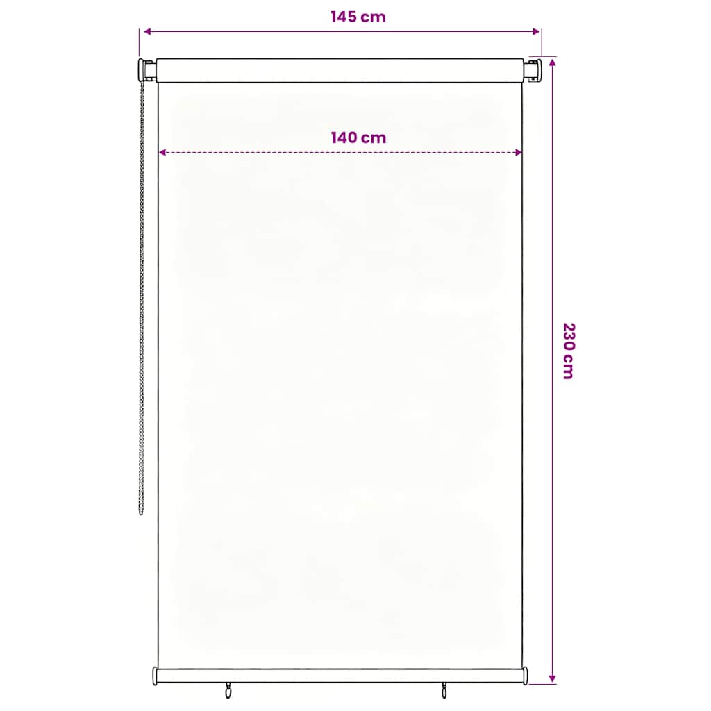 Tenda a Rullo per Esterni 145(L)x230(A) cm nera