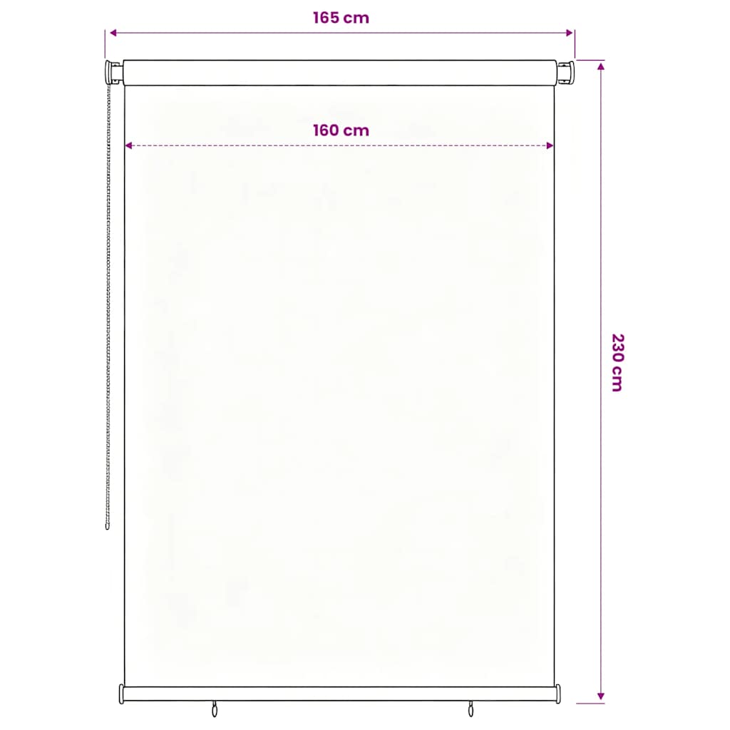 Tenda a Rullo per Esterni 165(L)x230(A) cm nera