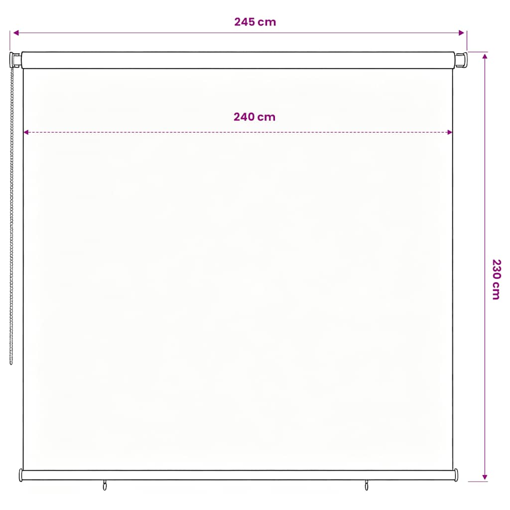 Tenda a Rullo per Esterni 185(L)x230(A) cm nera