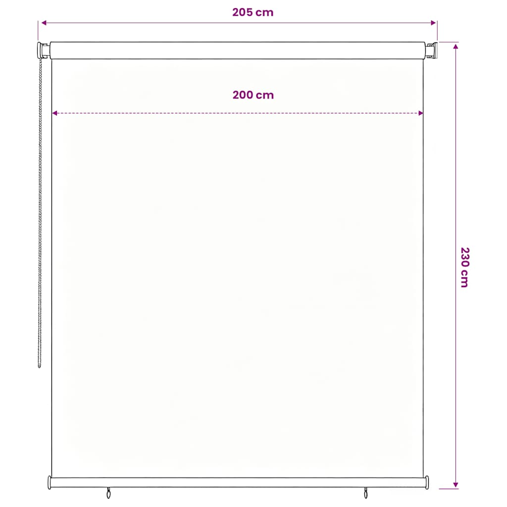 Tenda a Rullo per Esterni 205(L)x230(A) cm nera