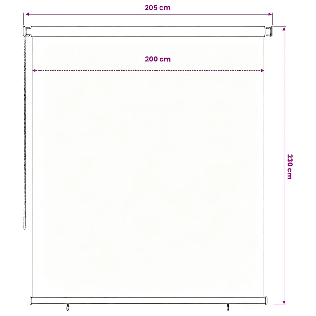Tenda a Rullo per Esterni 225(L)x230(A) cm nera