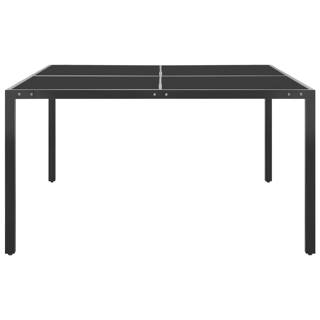 Tavolo da Giardino Antracite 130x130x72 cm in Acciaio e Vetro