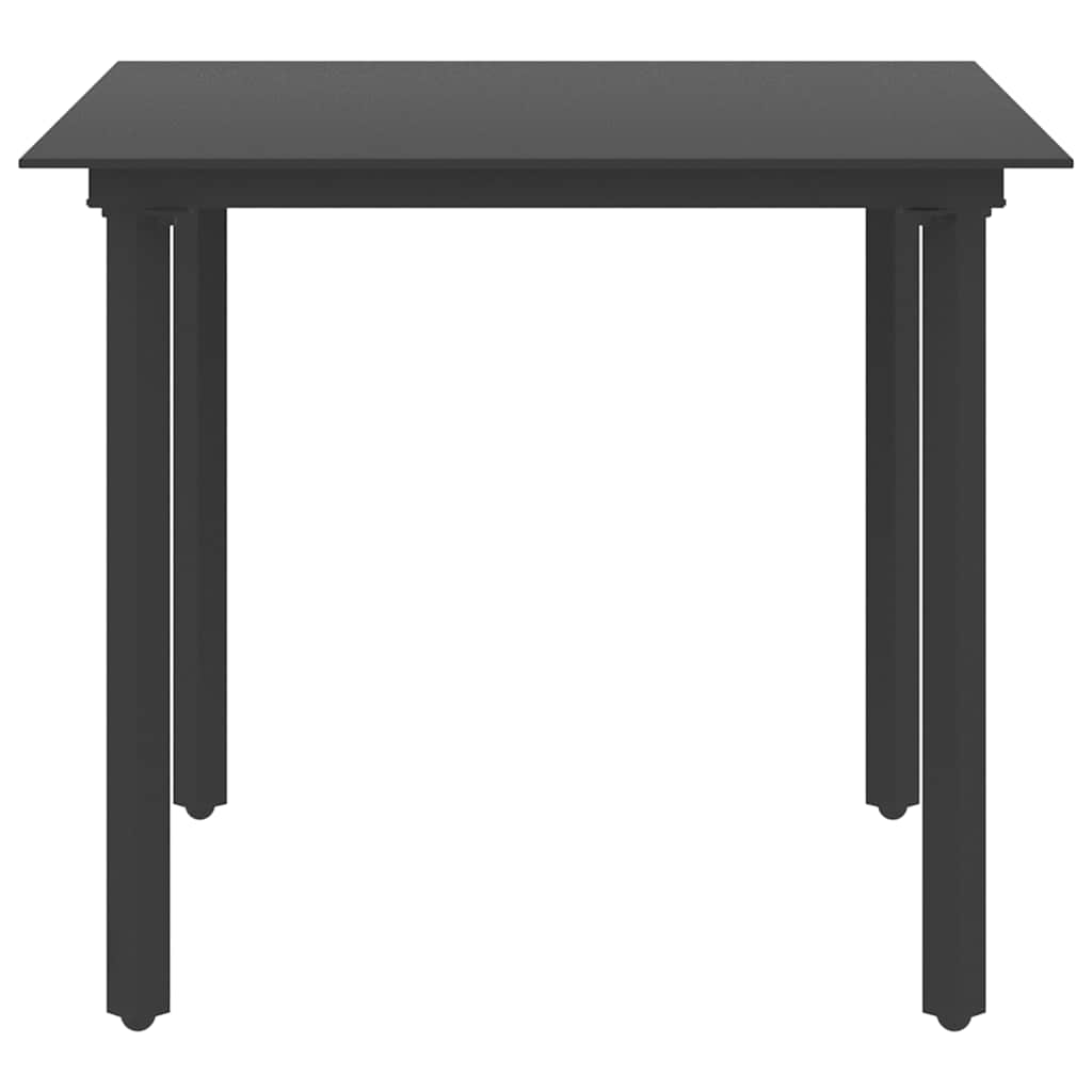 Tavolo da Giardino Nero 80x80x74 cm in Acciaio e Vetro