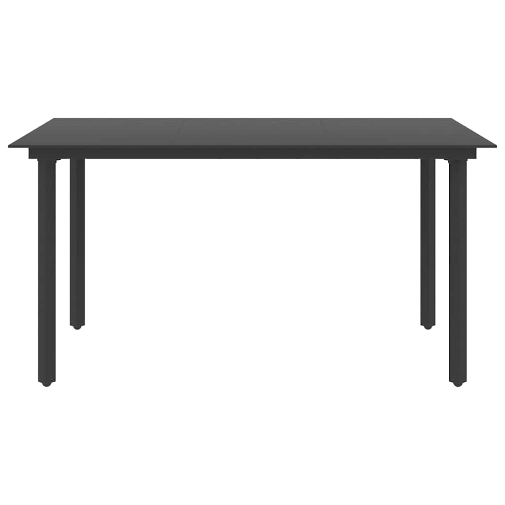 Tavolo da Giardino Nero 150x80x74 cm in Acciaio e Vetro