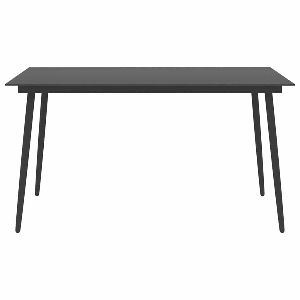 Tavolo da Giardino Nero 150x90x74 cm in Acciaio e Vetro