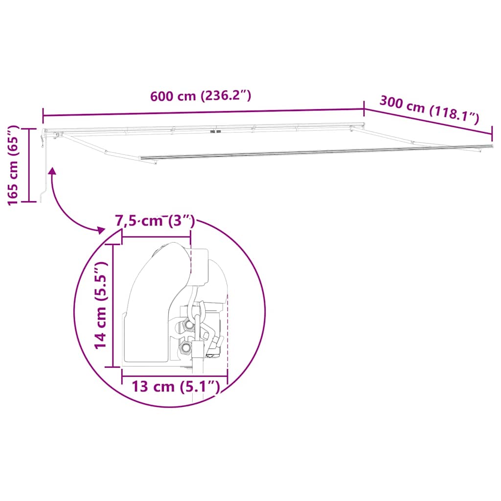 Struttura della tenda Bianco 600 × 300 cm Alluminio