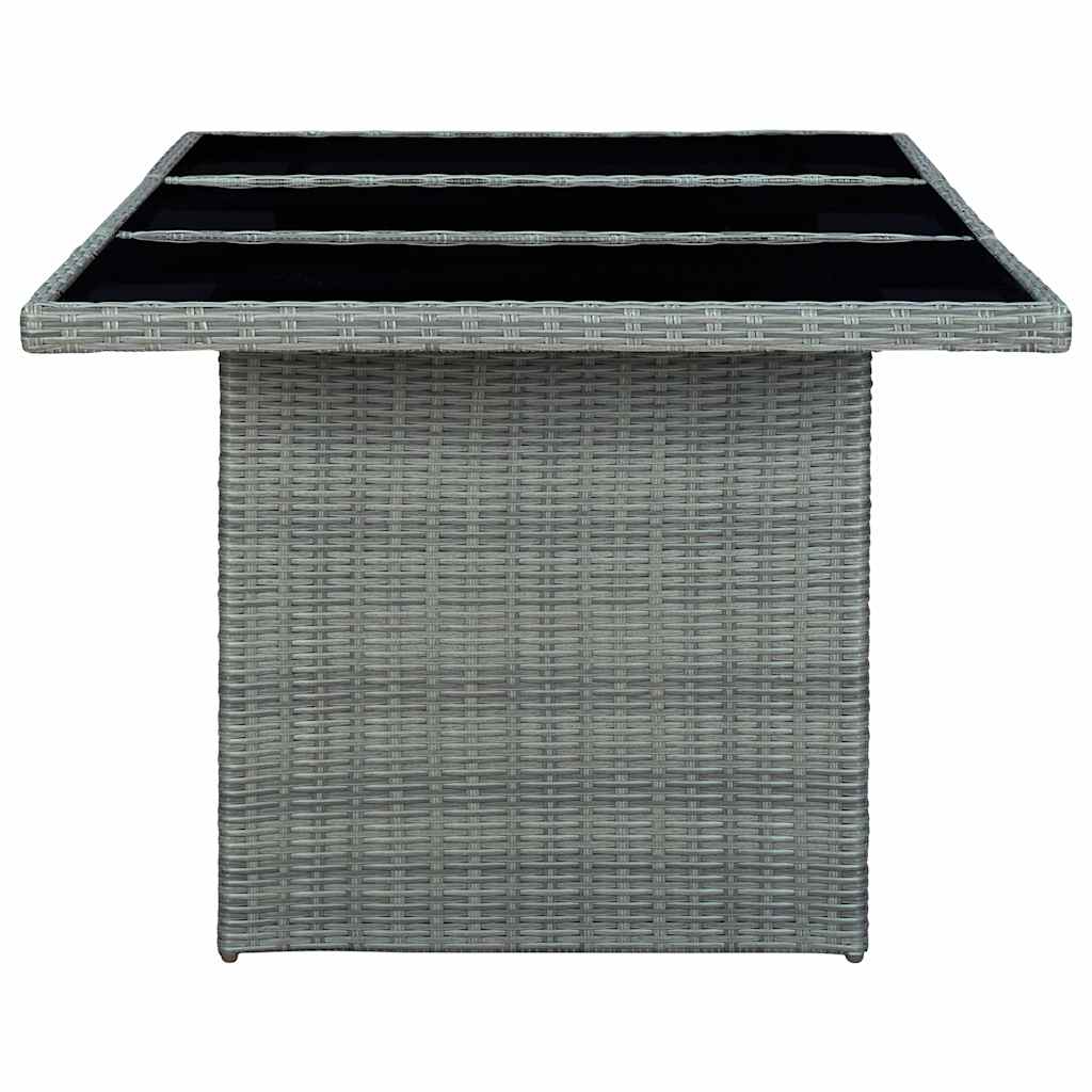 Tavolino da Giardino Grigio Chiaro Polyrattan e Vetro Temperato
