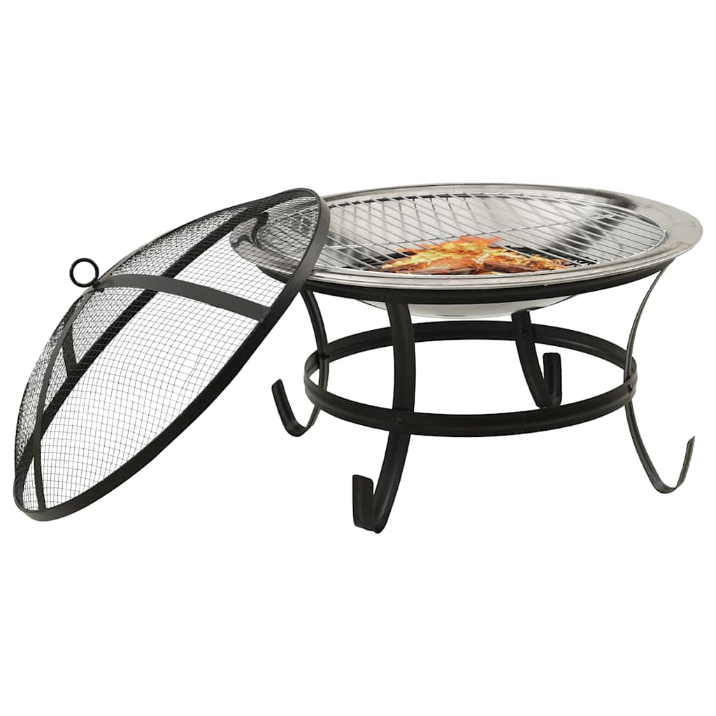 Braciere e Barbecue 2in1 e Attizzatoio 56x56x49 cm Acciaio Inox