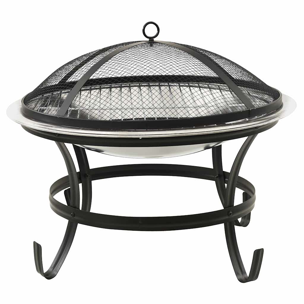 Braciere e Barbecue 2in1 e Attizzatoio 56x56x49 cm Acciaio Inox