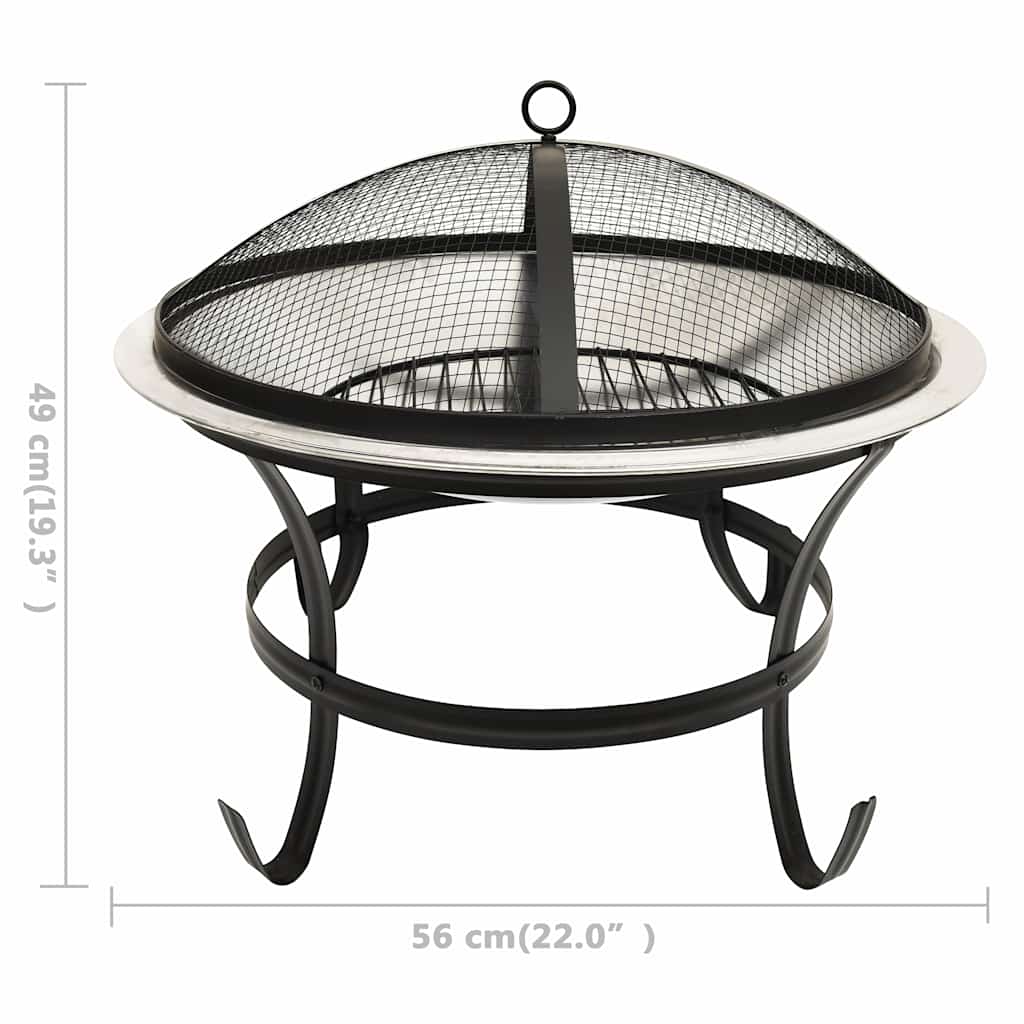 Braciere e Barbecue 2in1 e Attizzatoio 56x56x49 cm Acciaio Inox