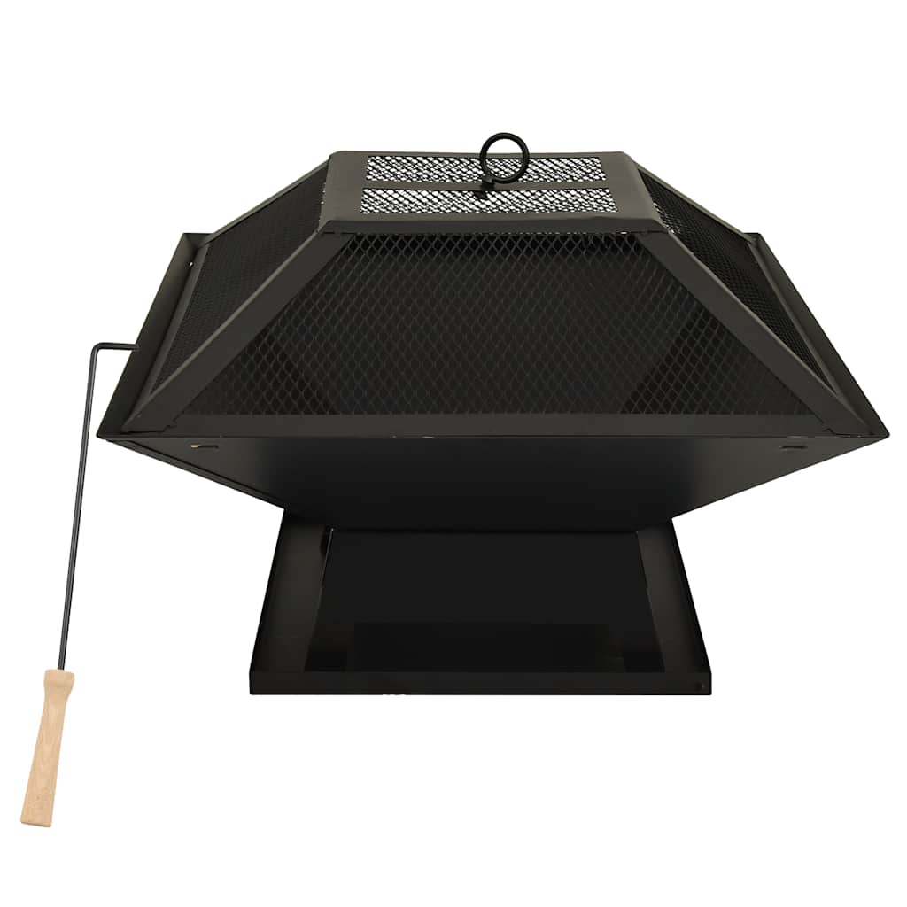 Braciere e Barbecue 2in1 con Attizzatoio 46,5x46,5x37cm Acciaio