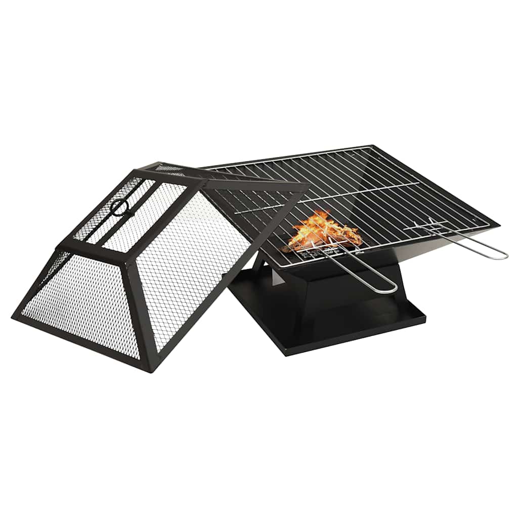 Braciere e Barbecue 2in1 con Attizzatoio 46,5x46,5x37cm Acciaio