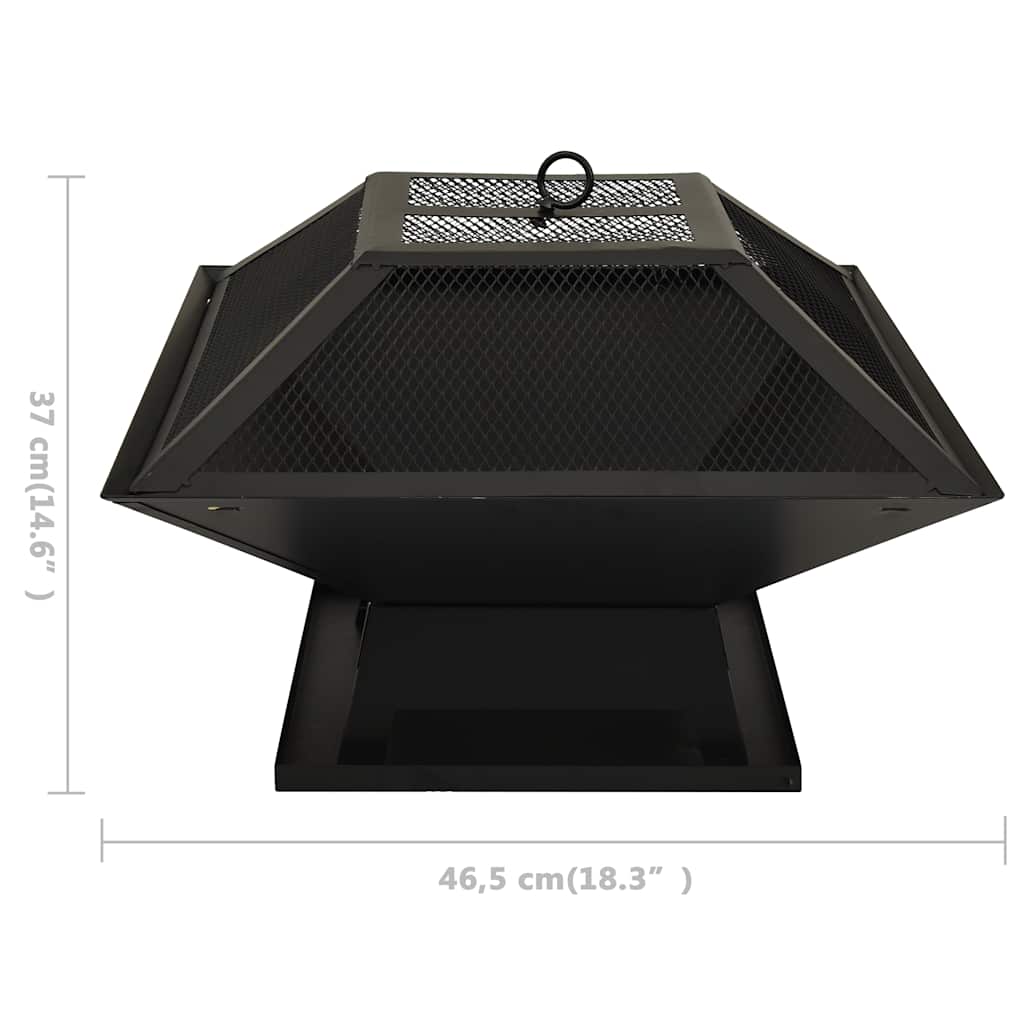 Braciere e Barbecue 2in1 con Attizzatoio 46,5x46,5x37cm Acciaio
