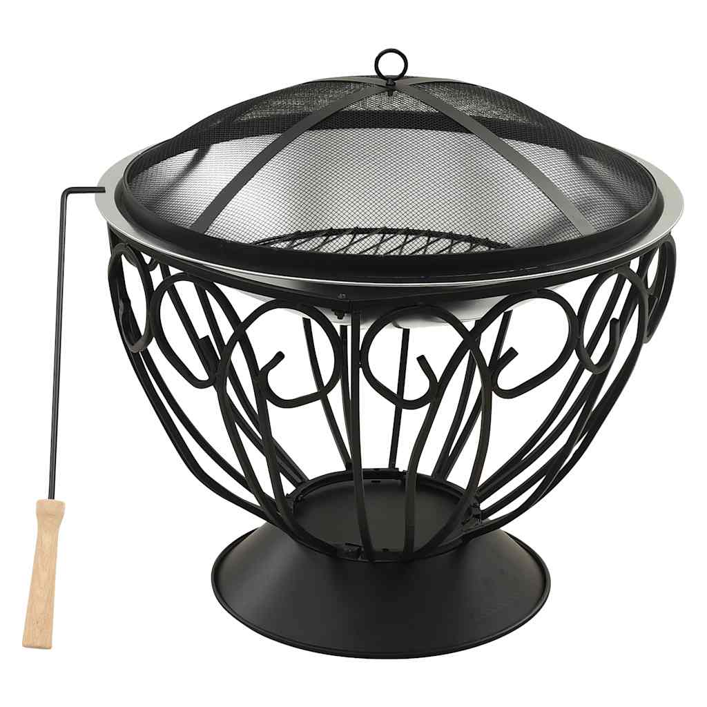 Braciere e Barbecue 2in1 e Attizzatoio 59x59x60 cm Acciaio Inox