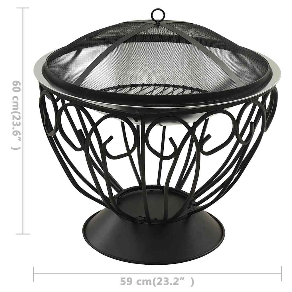 Braciere e Barbecue 2in1 e Attizzatoio 59x59x60 cm Acciaio Inox