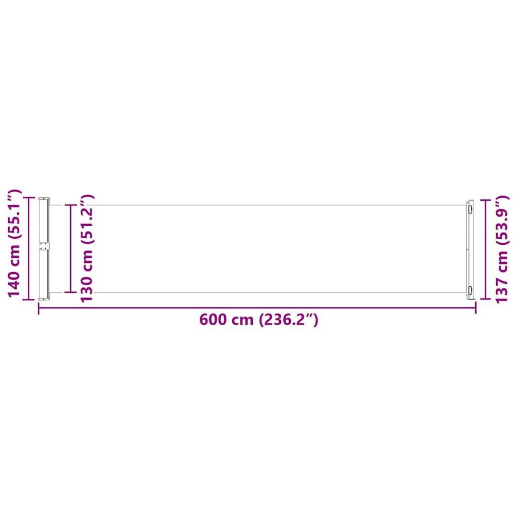 Tenda Laterale Retrattile per Patio 140x600 cm Rossa