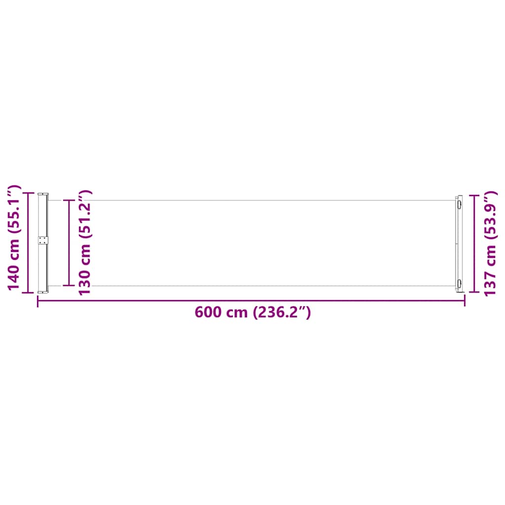 Tenda Laterale Retrattile per Patio 140x600 cm Marrone