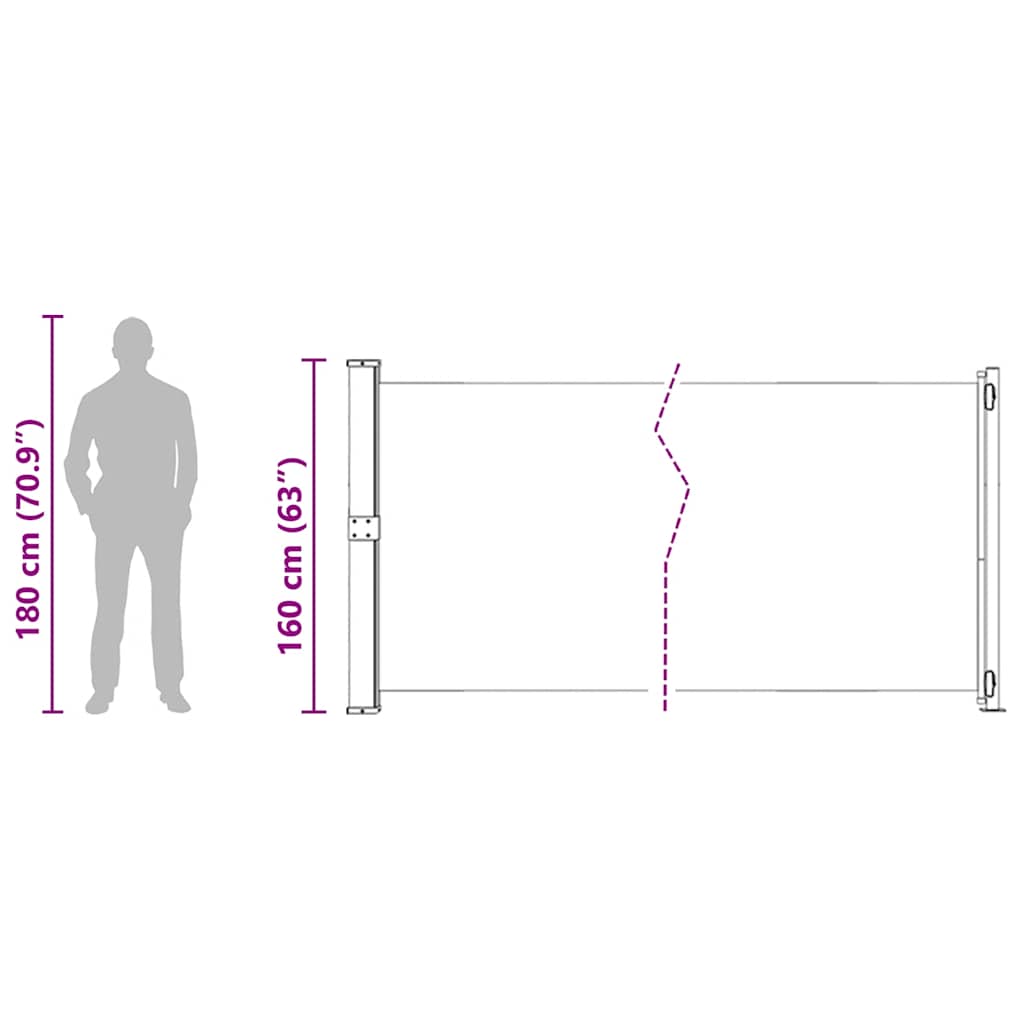 Tenda Laterale Retrattile per Patio 600x160 cm Nera