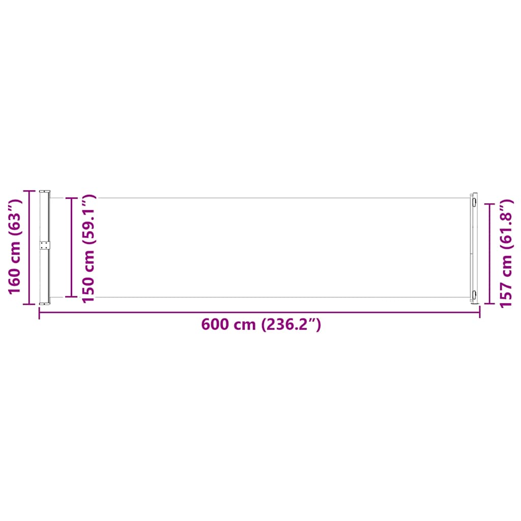 Tenda Laterale Retrattile per Patio 600x160 cm Rossa