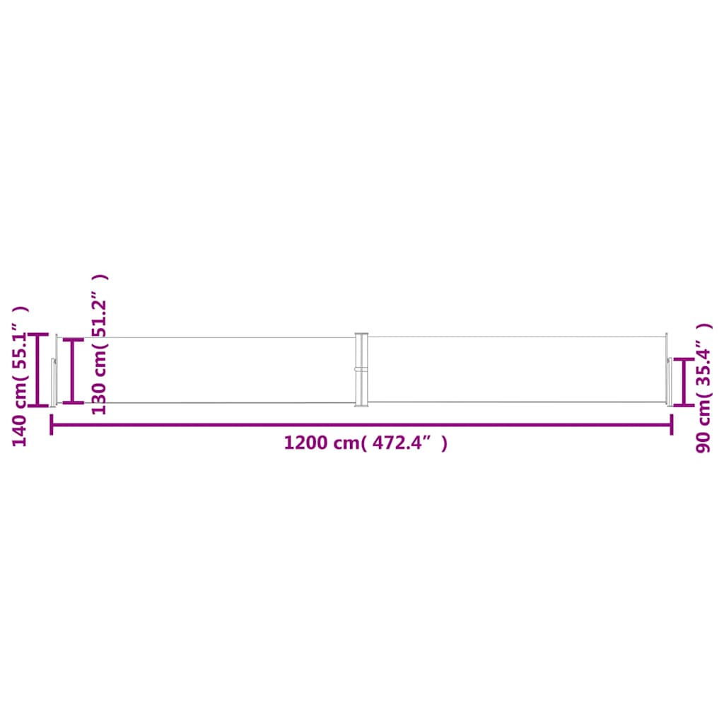Tenda Laterale Retrattile per Patio 140x1200 cm Nera
