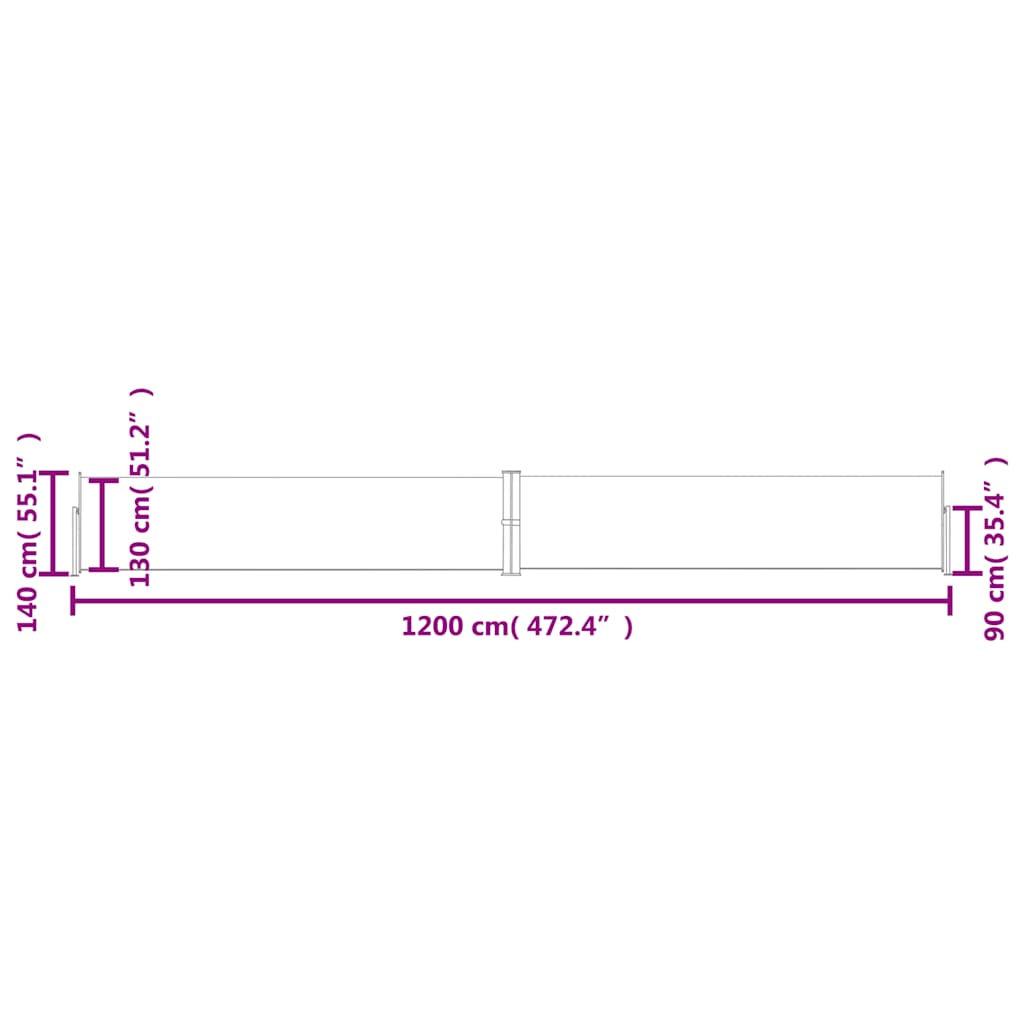 Tenda Laterale Retrattile per Patio 140x1200 cm Antracite