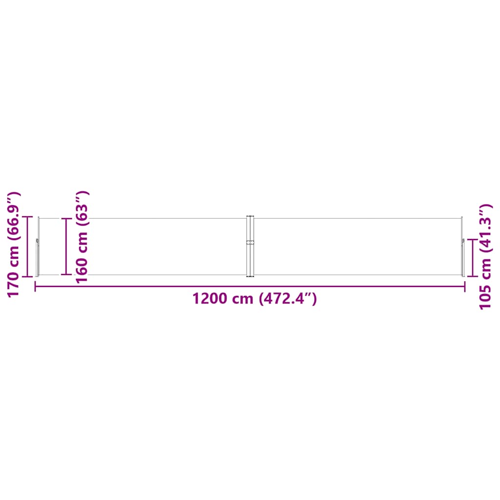 Tenda Laterale Retrattile per Patio 170x1200 cm Rossa