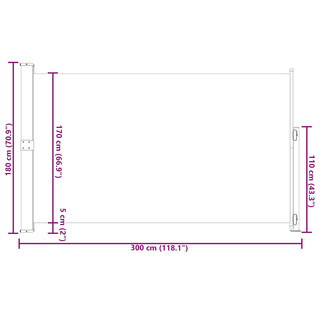 Tenda Laterale Retrattile per Patio 180x314 cm Crema