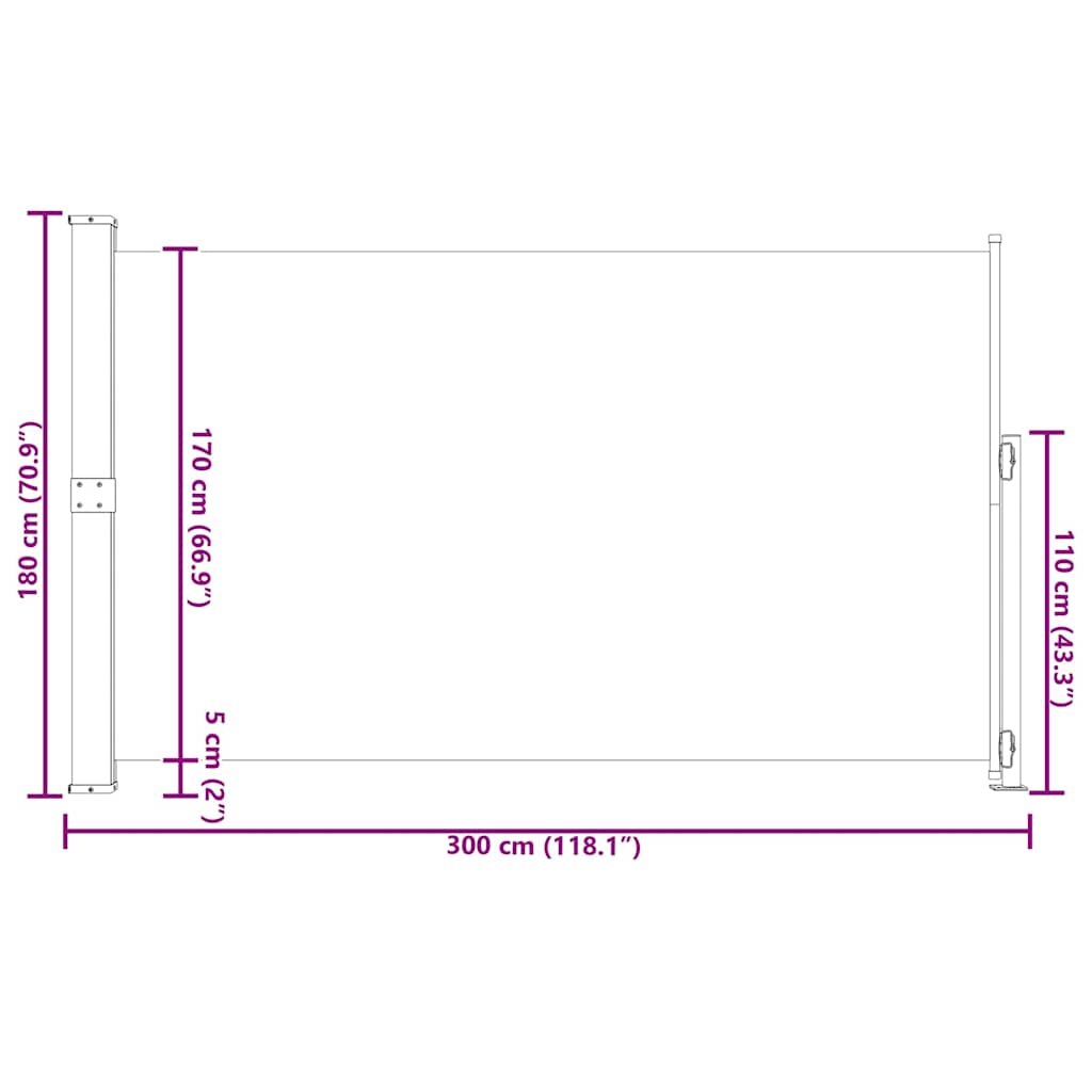 Tenda Laterale Retrattile per Patio 180x300 cm Rossa