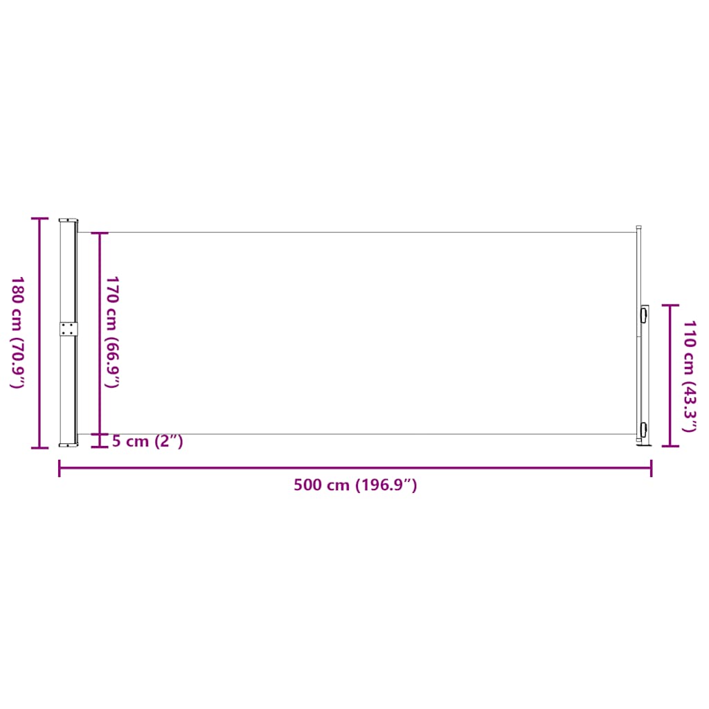 Tenda Laterale Retrattile per Patio 180x500 cm Rossa