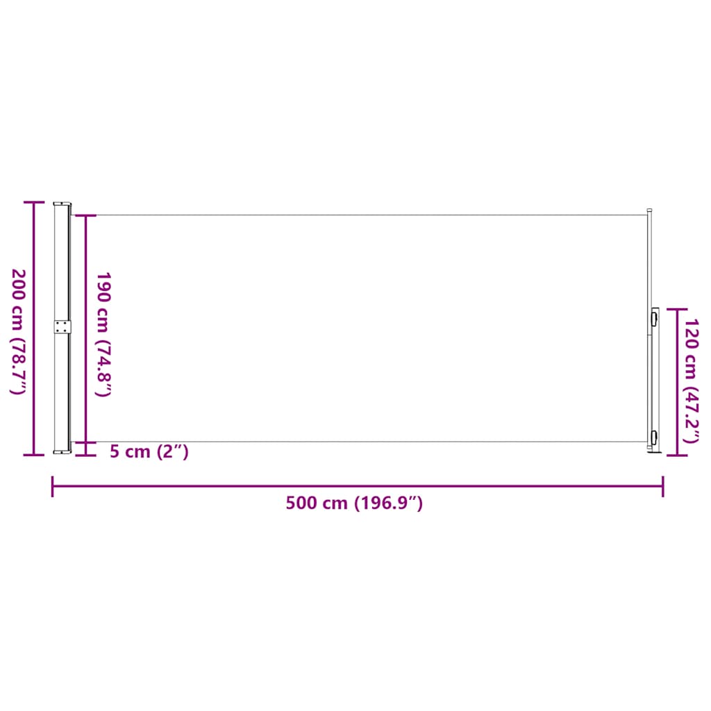 Tenda Laterale Retrattile per Patio 200x514 cm Grigia
