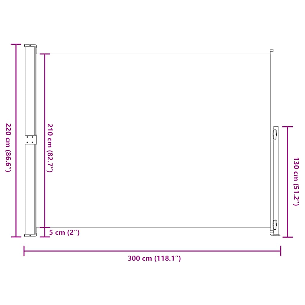 Tenda Laterale Retrattile per Patio 220x314 cm Nera