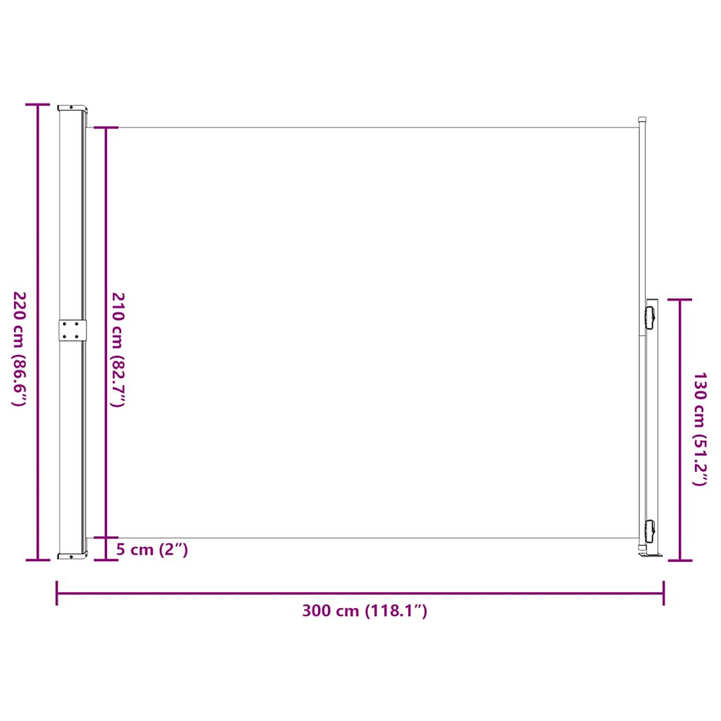 Tenda Laterale Retrattile per Patio 220x314 cm Crema